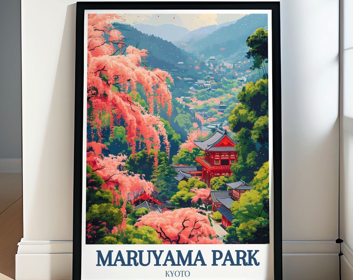 Cherry Blossom Weeping Sakura Temple in Kyoto Spring Japan Poster