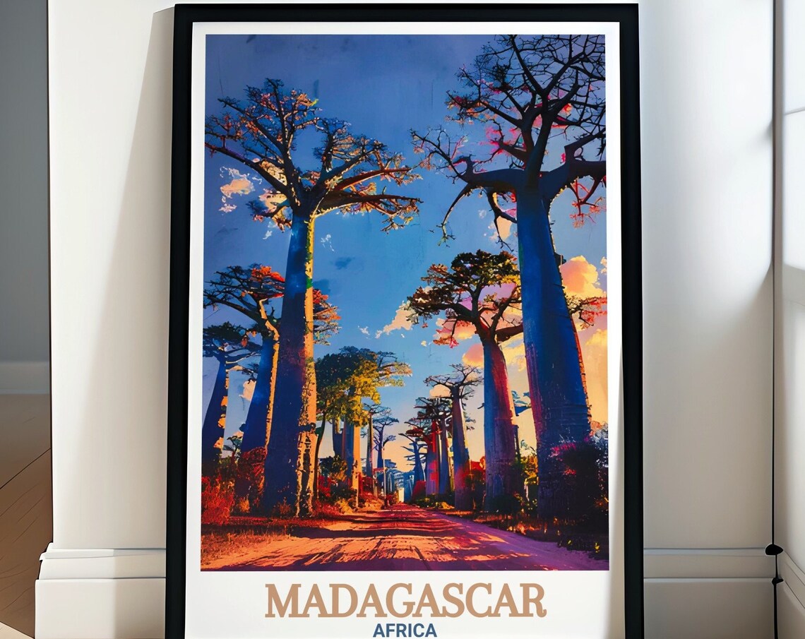 Avenue of the Baobabs Sunset Giants Madagascar Travel Poster
