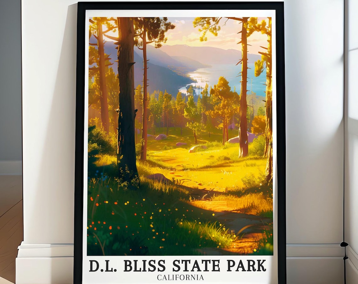 D.L. Bliss State Park Golden Sunlit Pine Forest Lake Tahoe Poster
