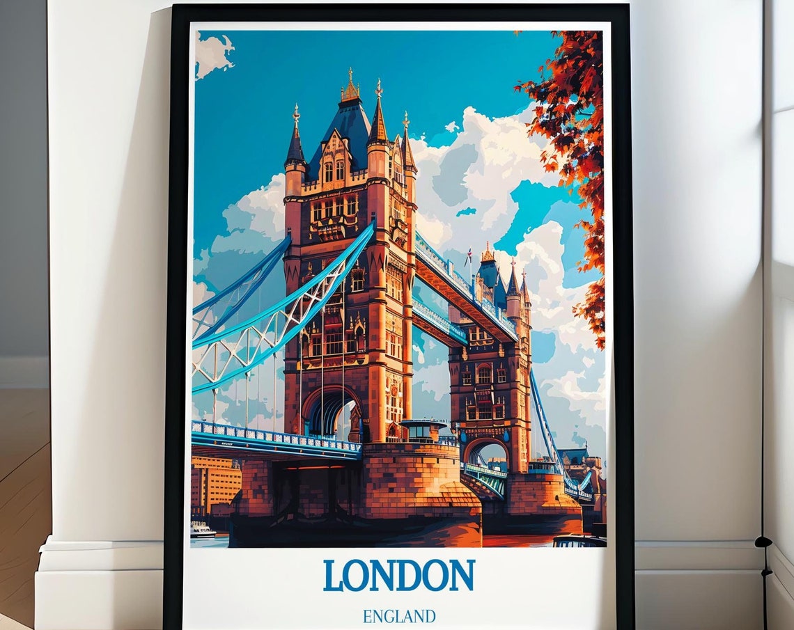 London England Tower Bridge River Thames Bright Daytime Poster