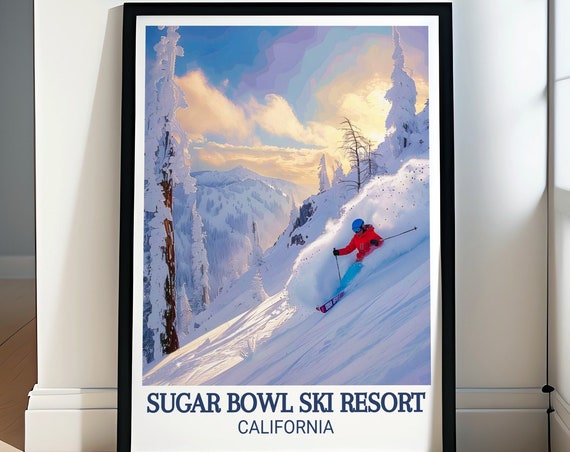 Sugar Bowl Ski Print Sierra Nevada Mountains Art Sierra Nevada Mountains Decor Ski Resort Poster Sierra Nevada Art