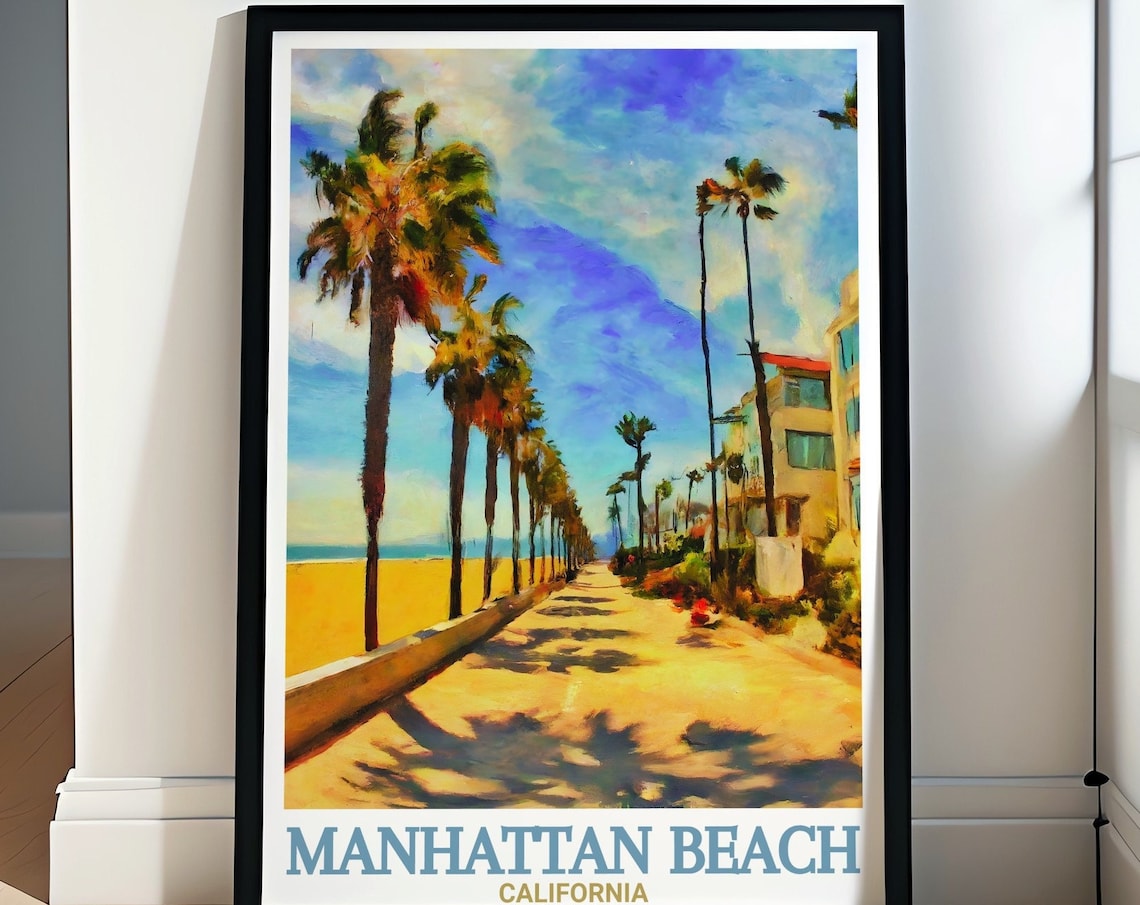 The Strand Palm Path Along Manhattan Beach California Travel Poster