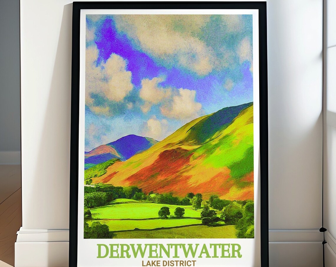 Derwentwater Lake District Catbells Fells Colorful Hills Poster