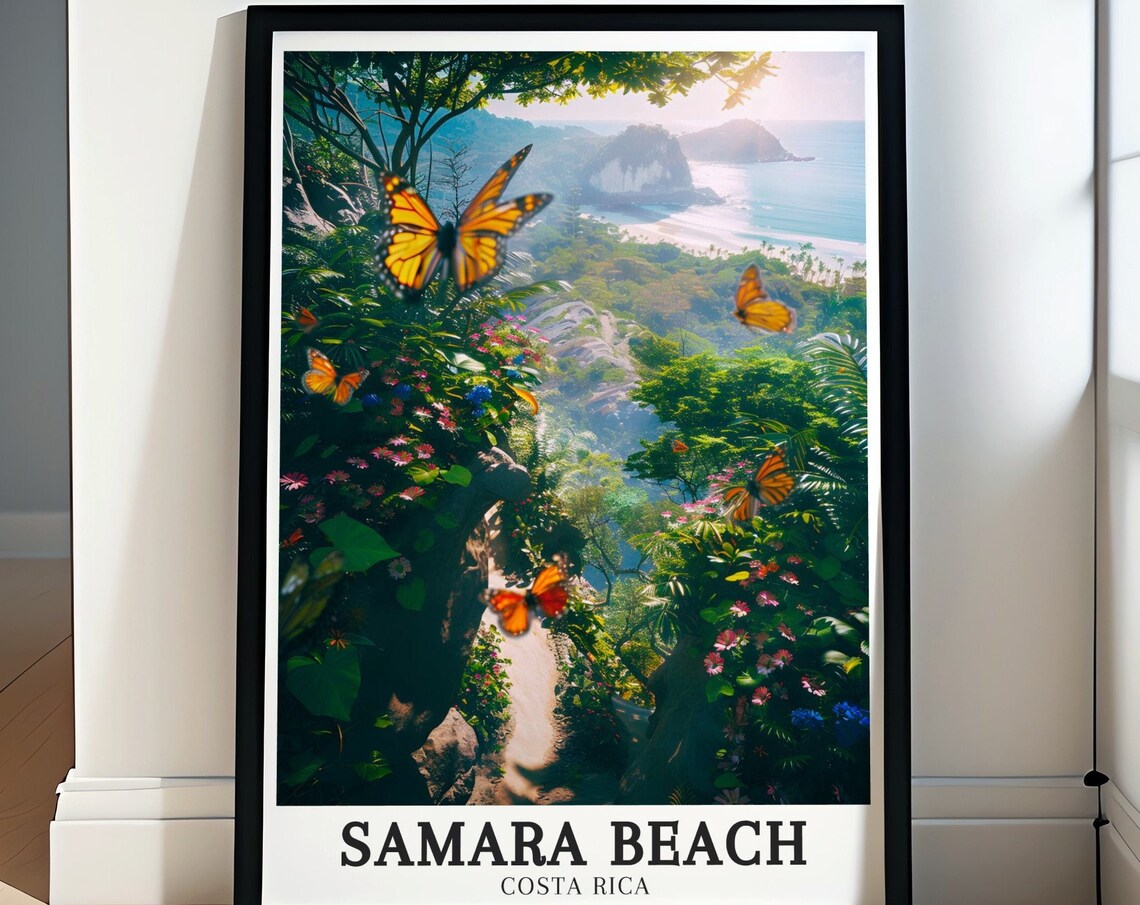 Samara Beach Costa Rica Butterflies Jungle Coastal View Poster