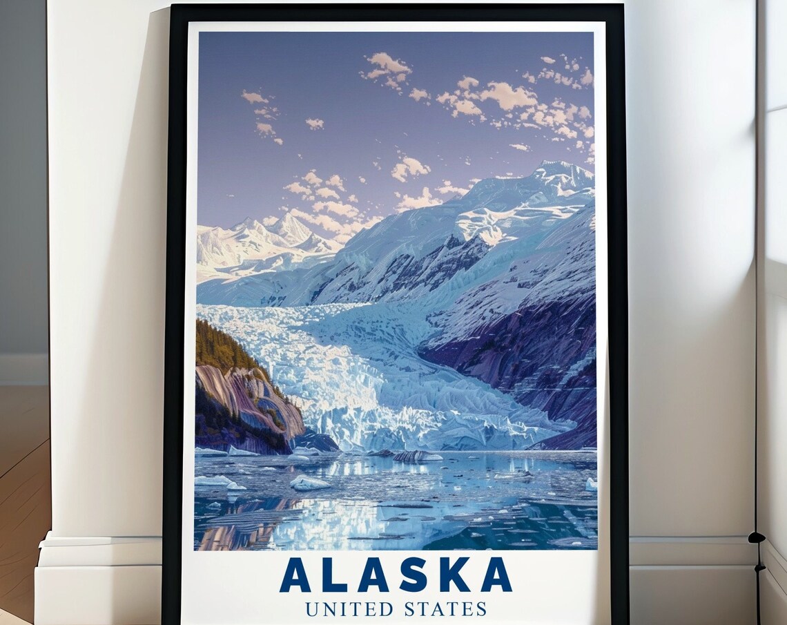 Alaska Mendenhall Glacier Ice Lake Scenic Nature Travel Poster