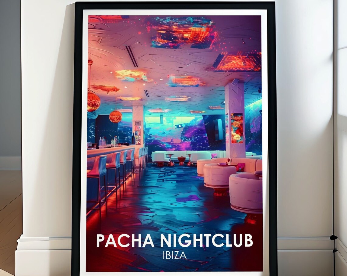 Pacha Ibiza Nightclub Neon Main Room Dance Floor Travel Poster