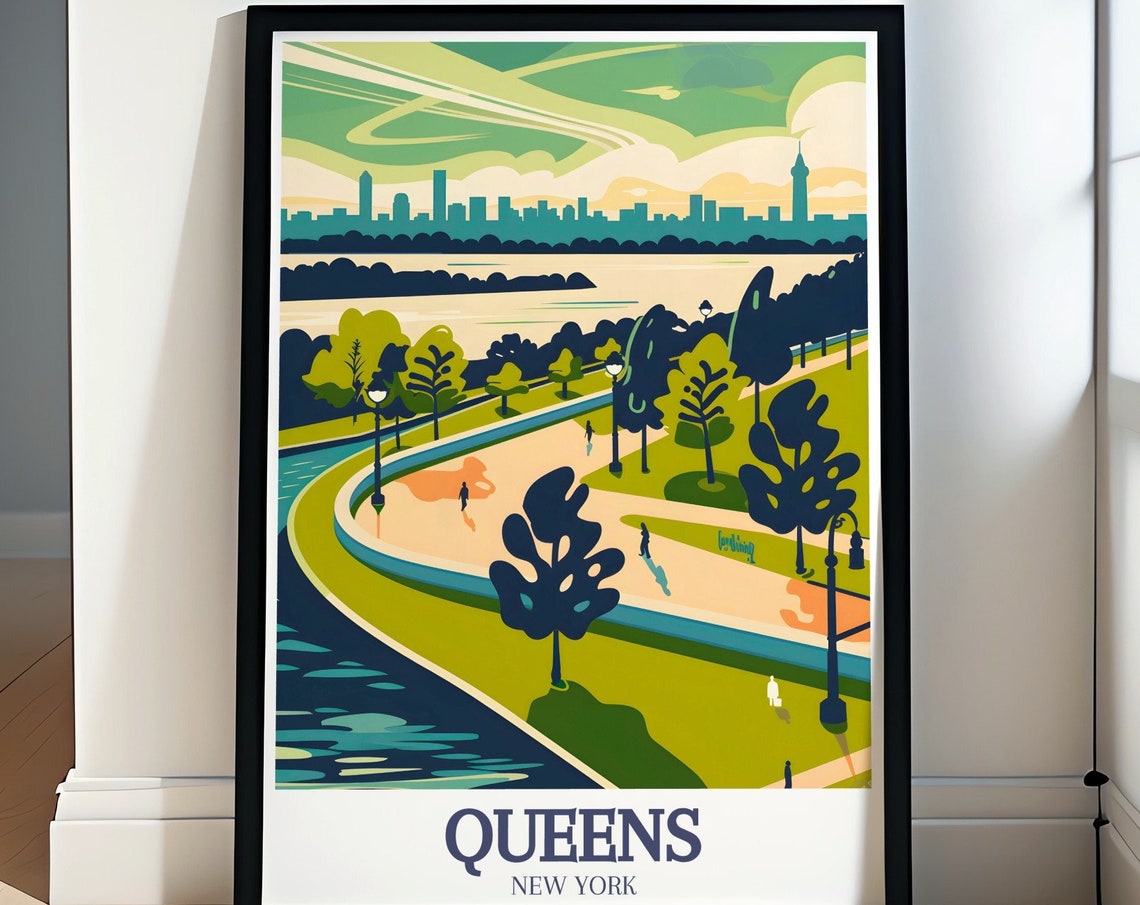 Gantry Plaza State Park Queens Green Riverfront Scene Poster