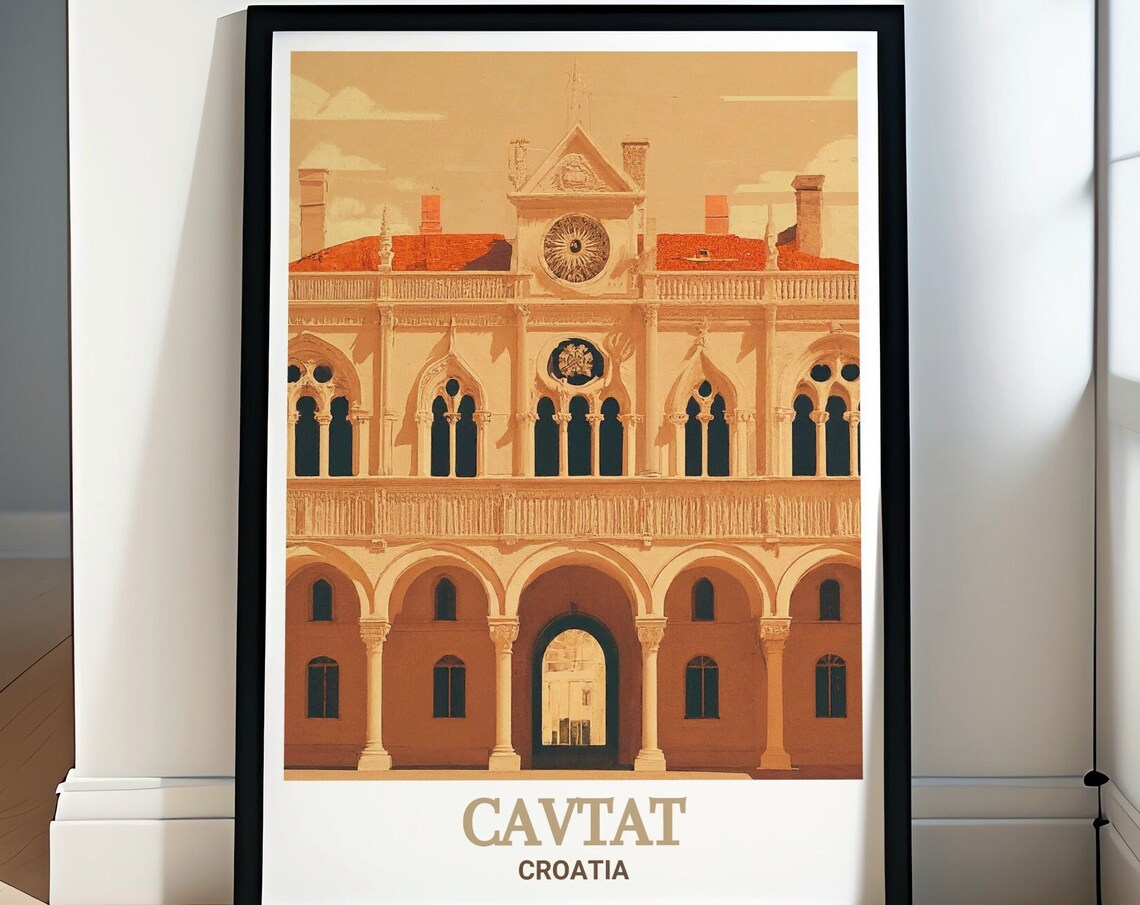 Cavtat Rector's Palace Facade Croatia Historic Travel Poster