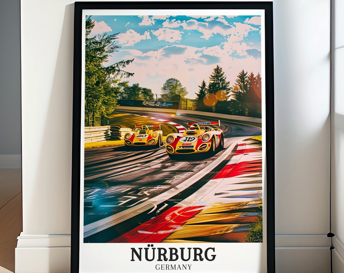 Nürburgring Vintage Race Cars Duel on Forest Track Germany Poster