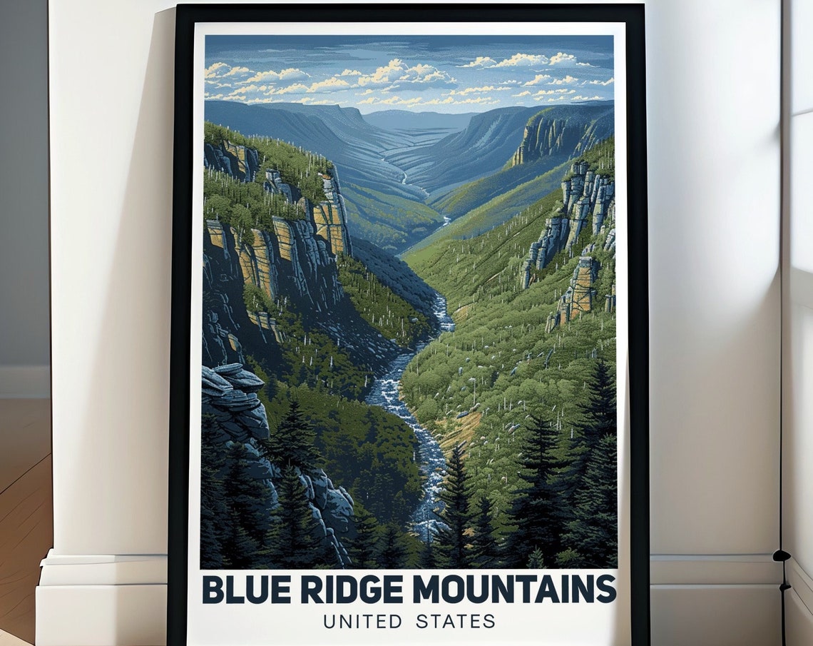 Blue Ridge Mountains Poster Linville Gorge Canyon River Landscape