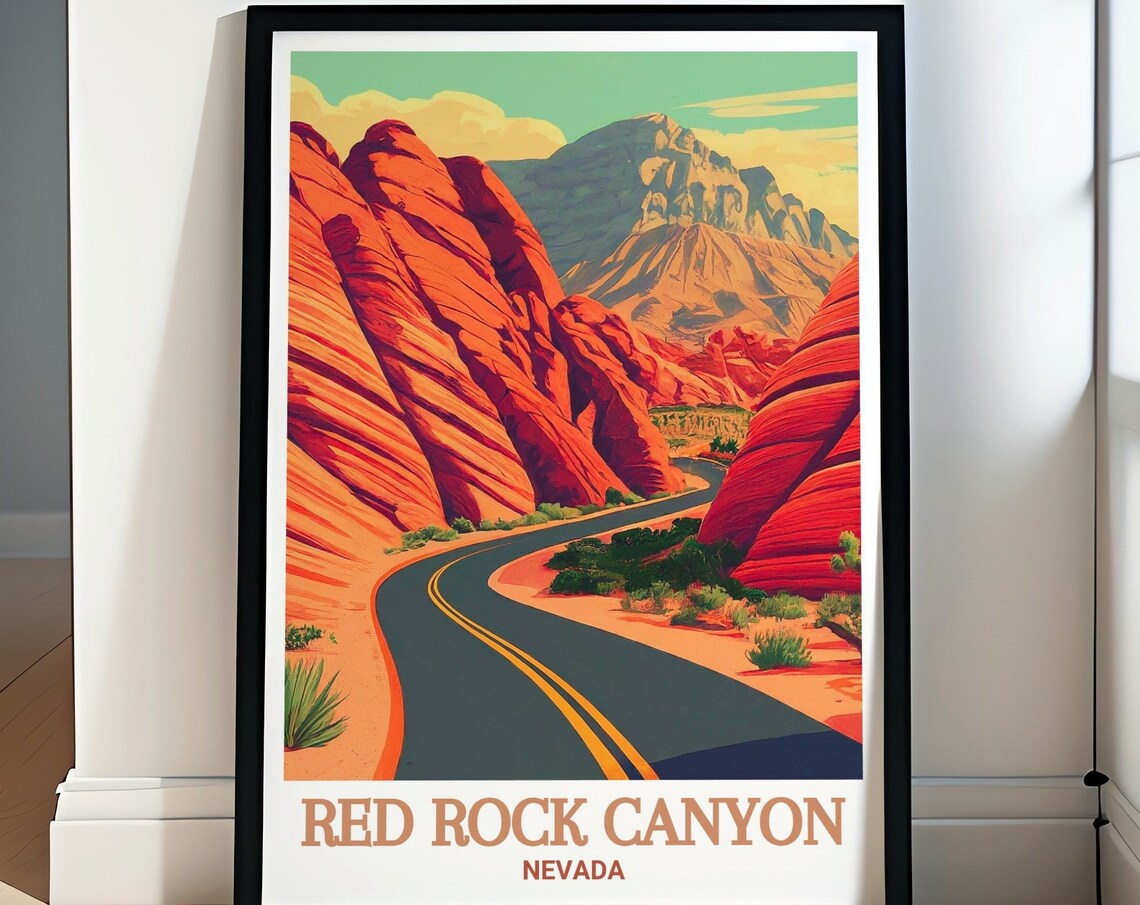 Red Rock Canyon Nevada Scenic Drive Sunset Desert Road Poster