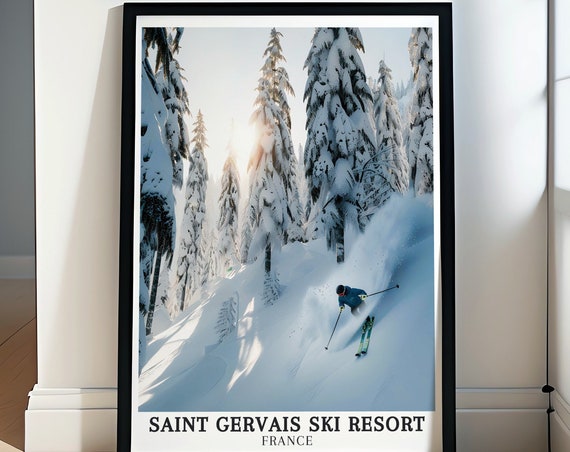 Saint Gervais Ski Resort Art Collection Saintgervais Mountain Framed Travel Posters Saint Gervais Resort Poster