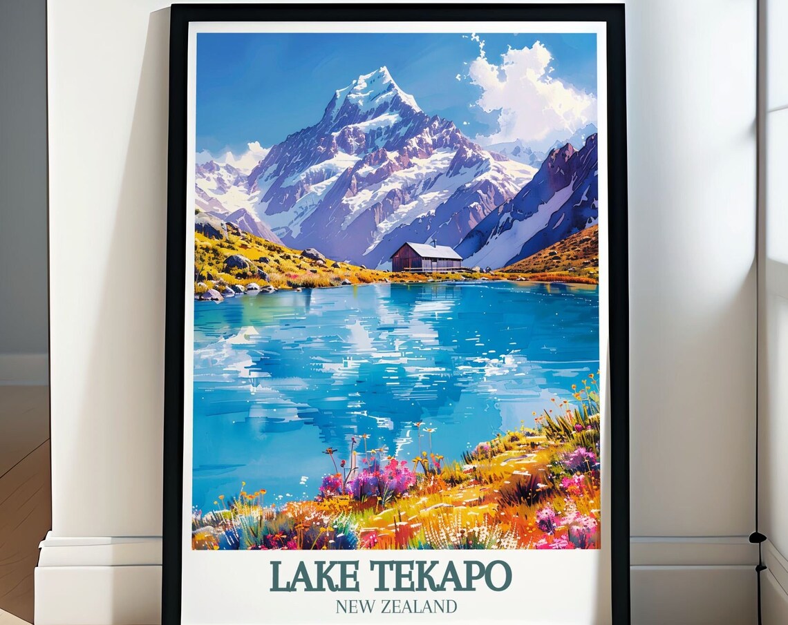 Lake Tekapo New Zealand Alpine Lake With Mountain Hut Poster