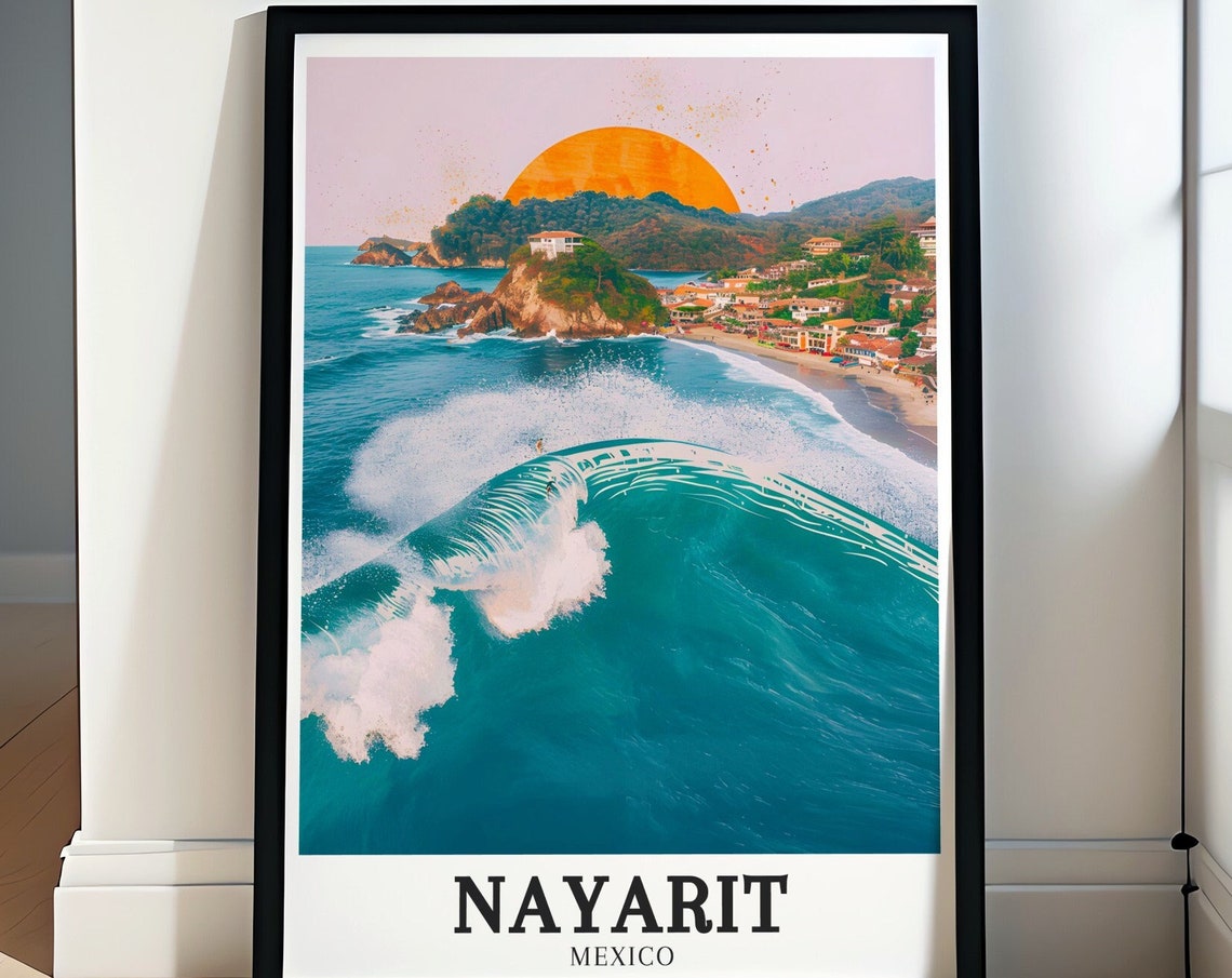 Nayarit Mexico Sayulita Coastline Sunset Wave Surf Beach Poster