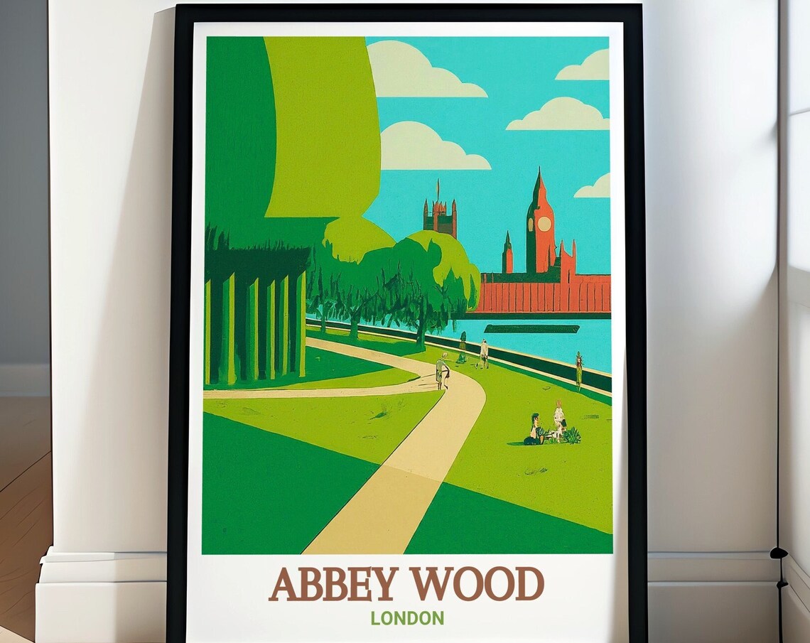 Abbey Wood London Riverside Park Path With Big Ben View Poster