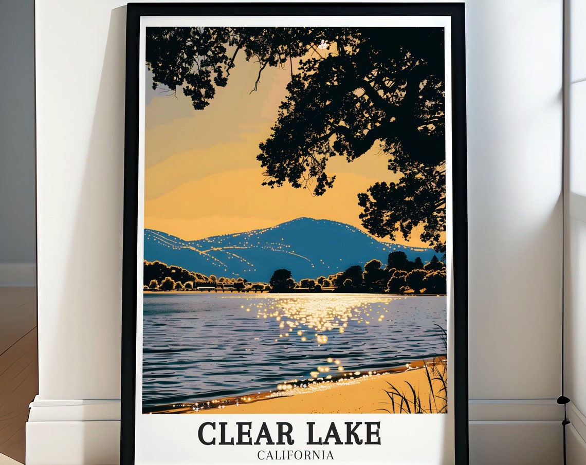Clear Lake California Golden Sunset Over Mount Konocti Poster