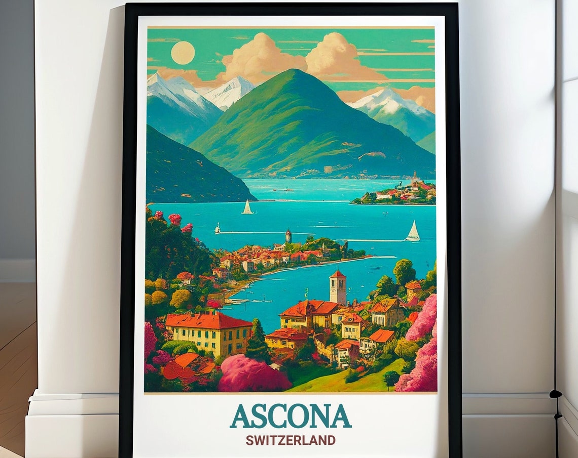 Ascona Lake Maggiore Waterfront Village Switzerland Travel Poster