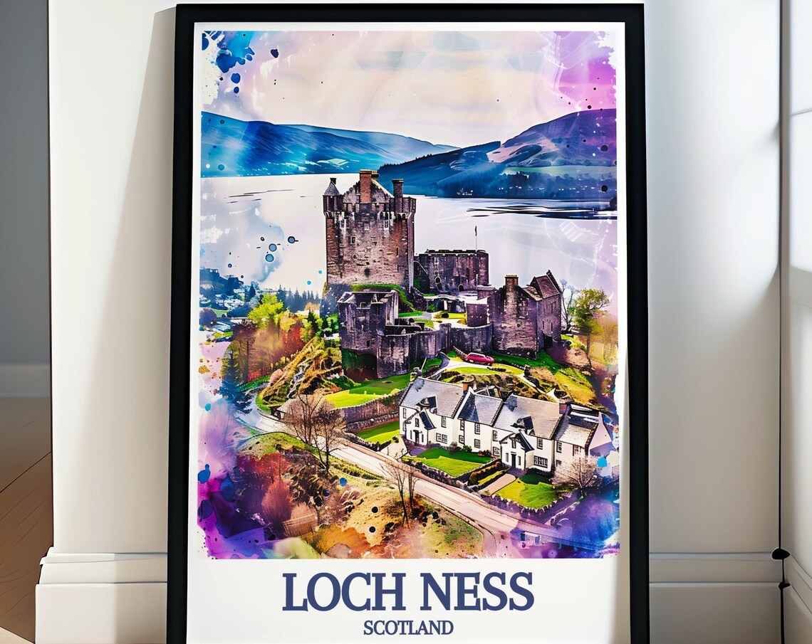 Loch Ness Scotland Urquhart Castle Watercolor Highland Poster
