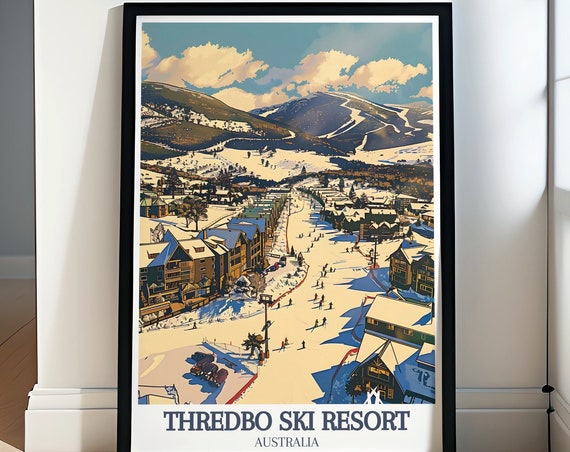 Thredbo Ski Resort Poster Thredbo Ski Resort And Australian Alps Decor Ski Resort Posters Australian Alps Travel Prints And Posters