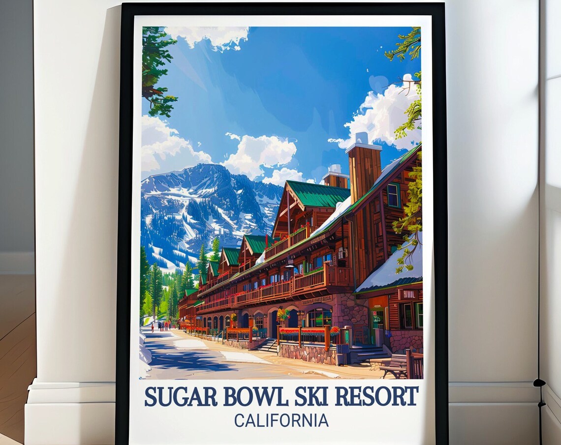 Sugar Bowl Ski Resort California Lodge Village Winter Travel Poster
