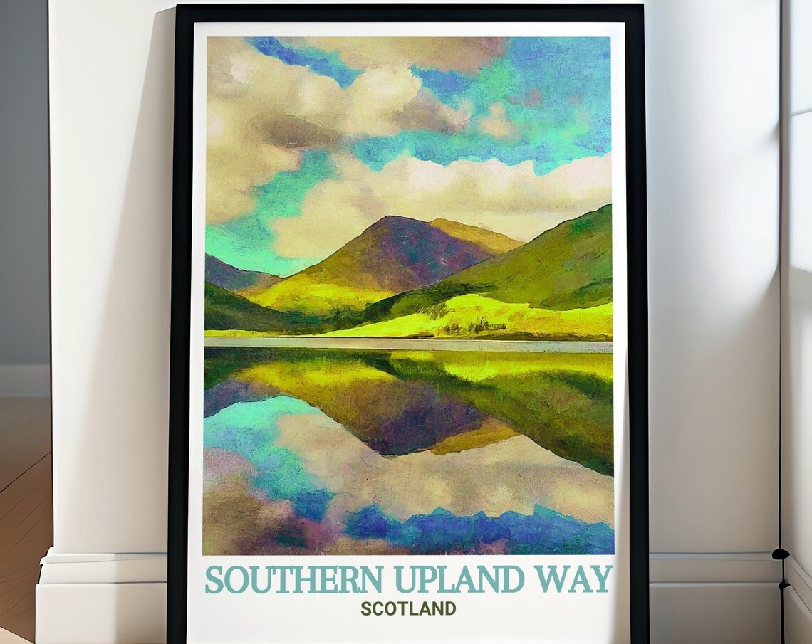 Southern Upland Way Scotland Mountain Loch Reflection Poster