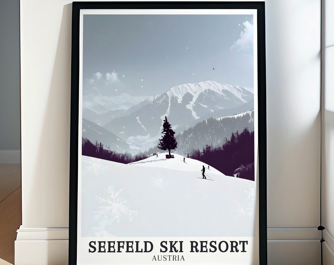 Seefeld Ski Resort Austria Minimalist Snow Pine Tranquil Poster