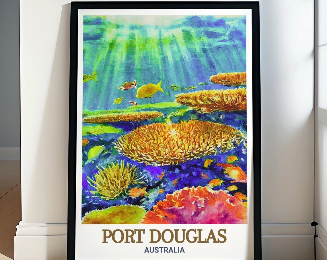 Port Douglas Australia Coral Reef Underwater Tropical Scene Poster