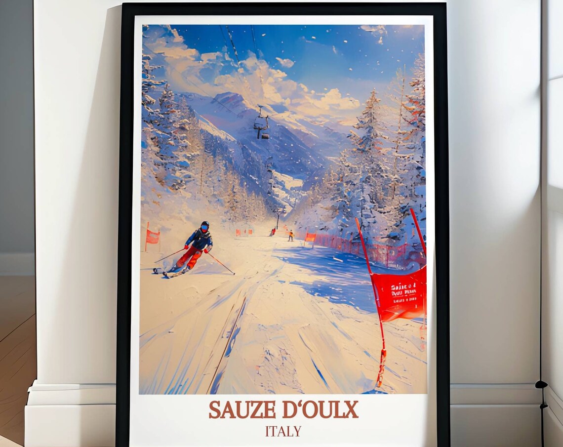Sauze Doulx Italy Ski Resort Slopes Alpine Winter Skiing Poster
