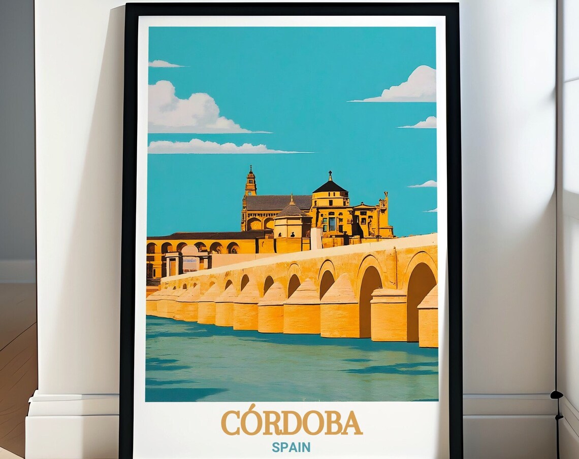 Cordoba Spain Roman Bridge Guadalquivir River Pop Travel Poster