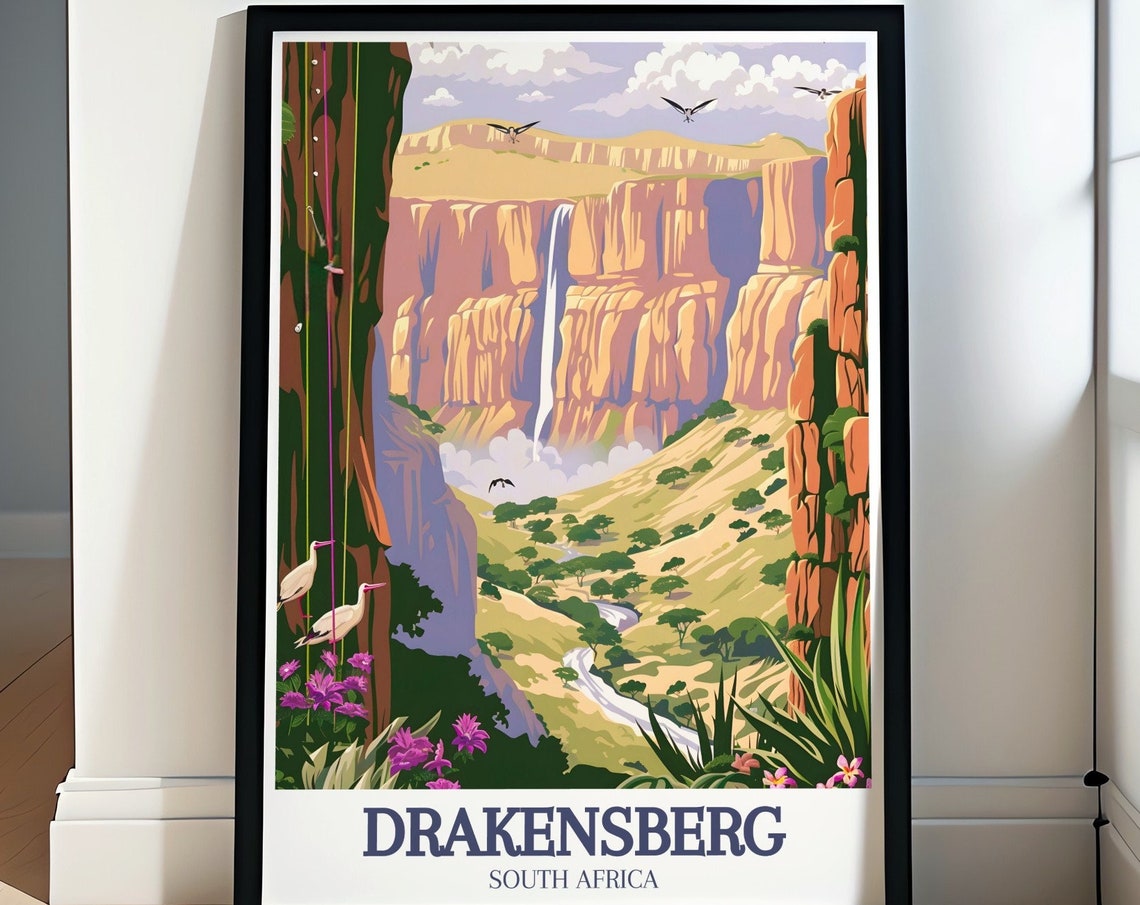 Drakensberg South Africa Tugela Falls Canyon Cliffs Eagle Sky Poster