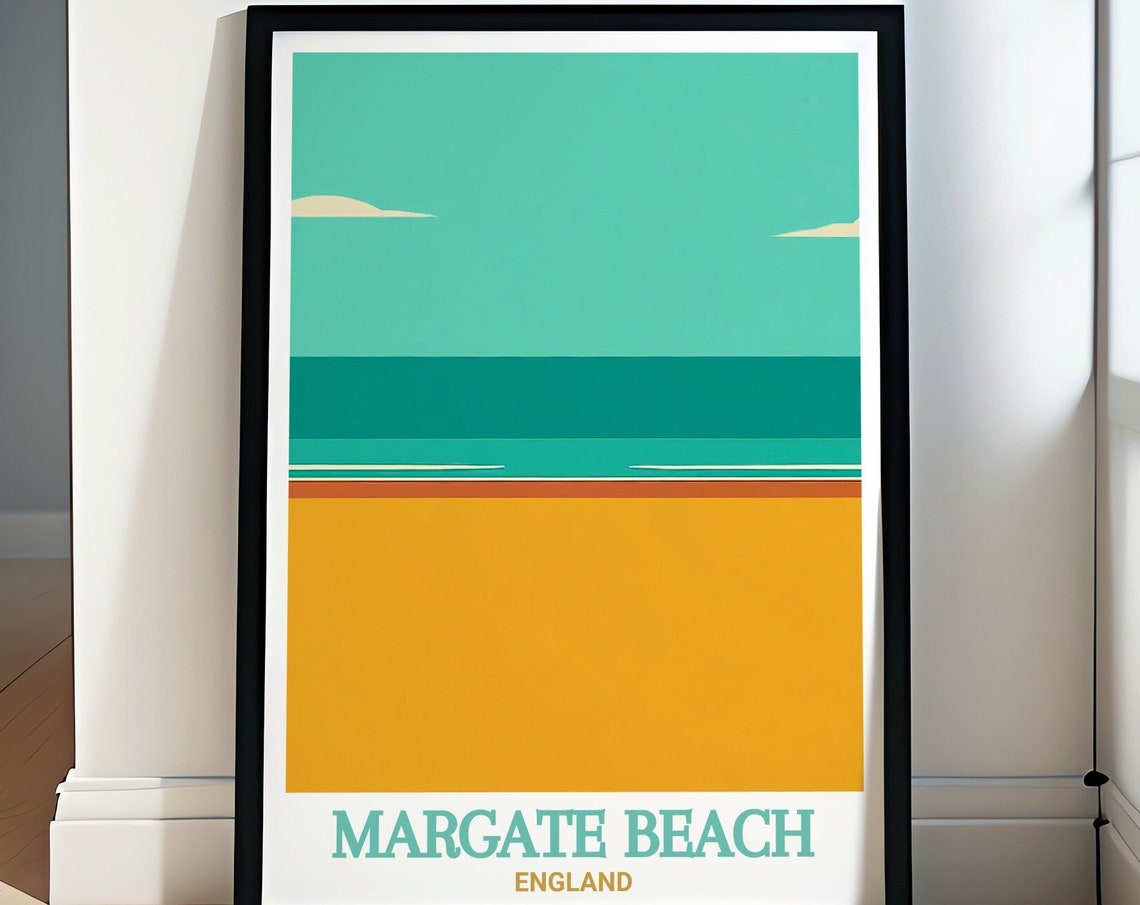 Margate Beach England Minimalist Abstract Golden Sand Sea Poster