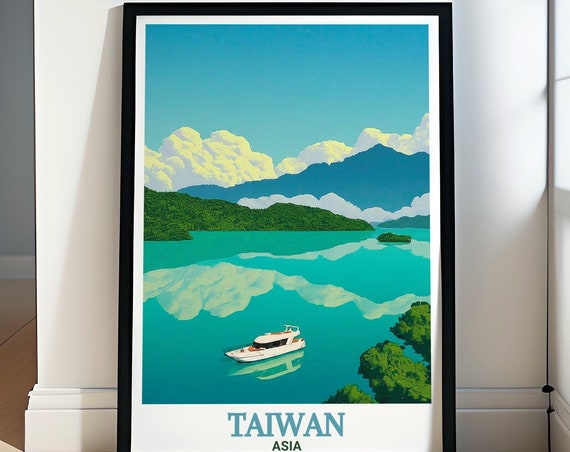 Taiwan Prints Sun Moon Lake And Taiwan Art Sun Moon Lake Art Sun Moon Lake Art Prints And Taiwan Travel Posters Sun Moon Lake Decor
