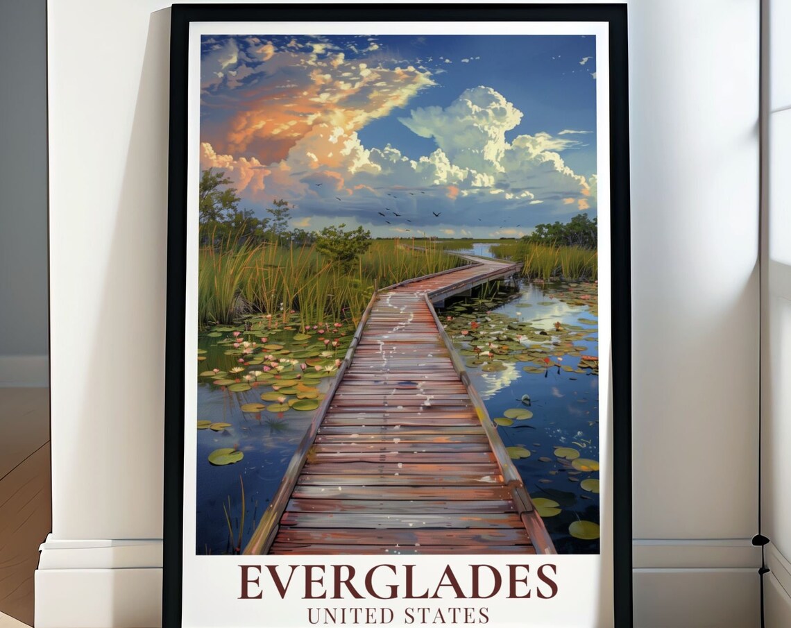 Everglades Florida Anhinga Boardwalk Trail Wetland Sunset Poster