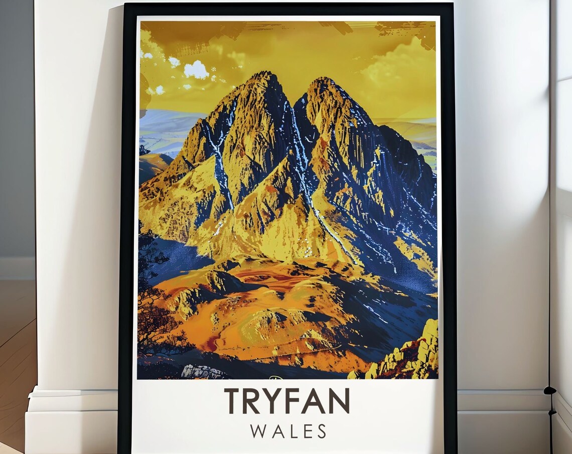 Tryfan Wales Golden Sunset on the Rugged Summit Peaks Poster