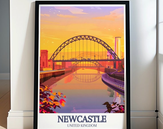 Newcastle Travel Print Tyne Bridge And Gateshead Millennium Bridge Travel Poster Tyne Bridge And Gateshead Millennium Bridge Art
