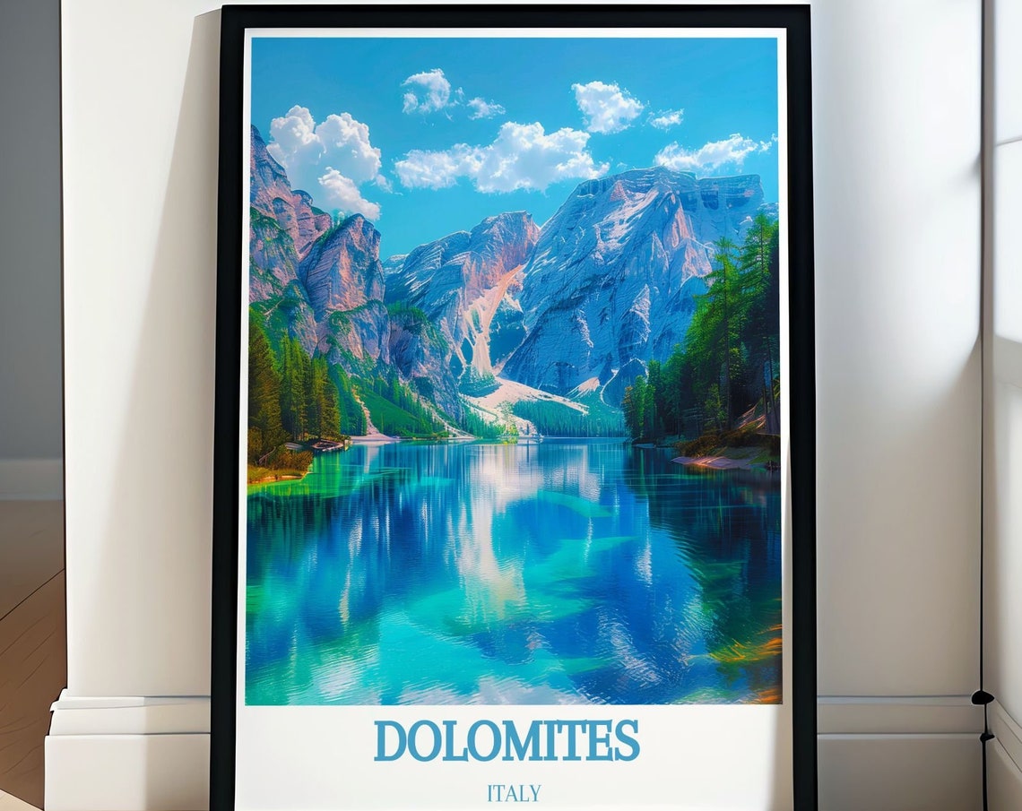 Dolomites Italy Turquoise Alpine Lake Reflection Scenic Poster