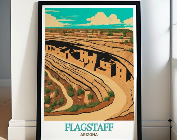 Flagstaff Travel Poster Walnut Canyon National Monument Art Walnut Canyon National Monument Print Flagstaff Decor