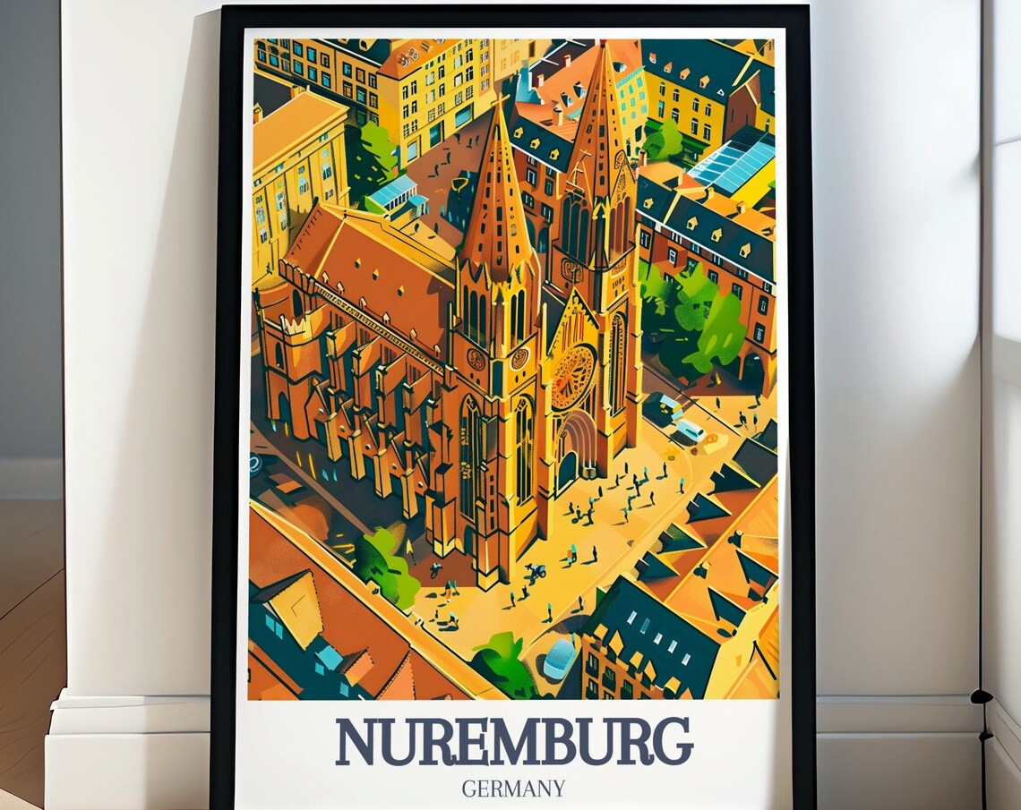 Nuremberg Germany St Lorenz Church Aerial Old Town Roofs View Poster