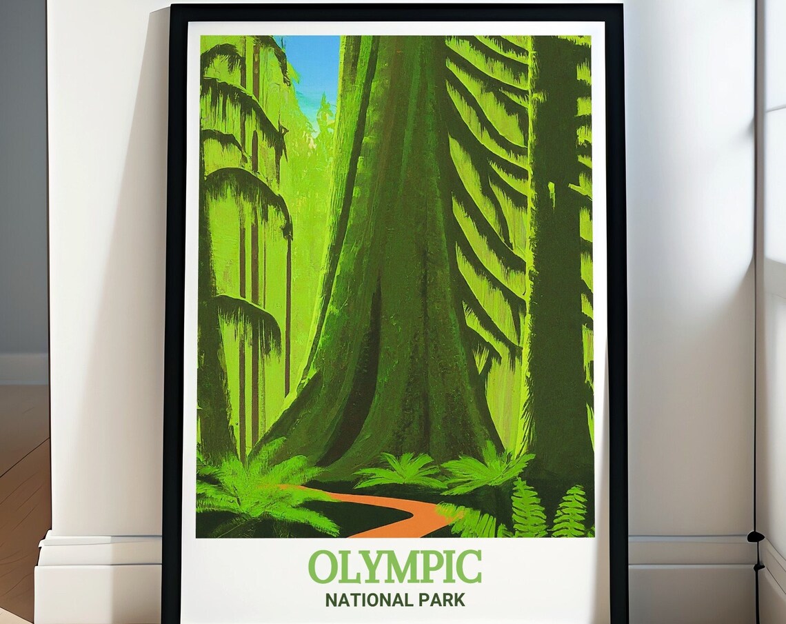 Olympic National Park Hoh Rainforest Mossy Trees Trail Art Poster