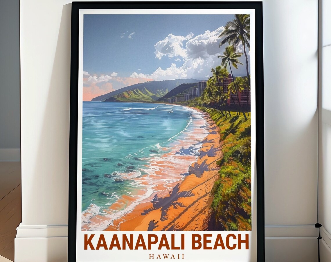 Kaanapali Beach Hawaii Aerial View Of Turquoise Bay And Palms Poster