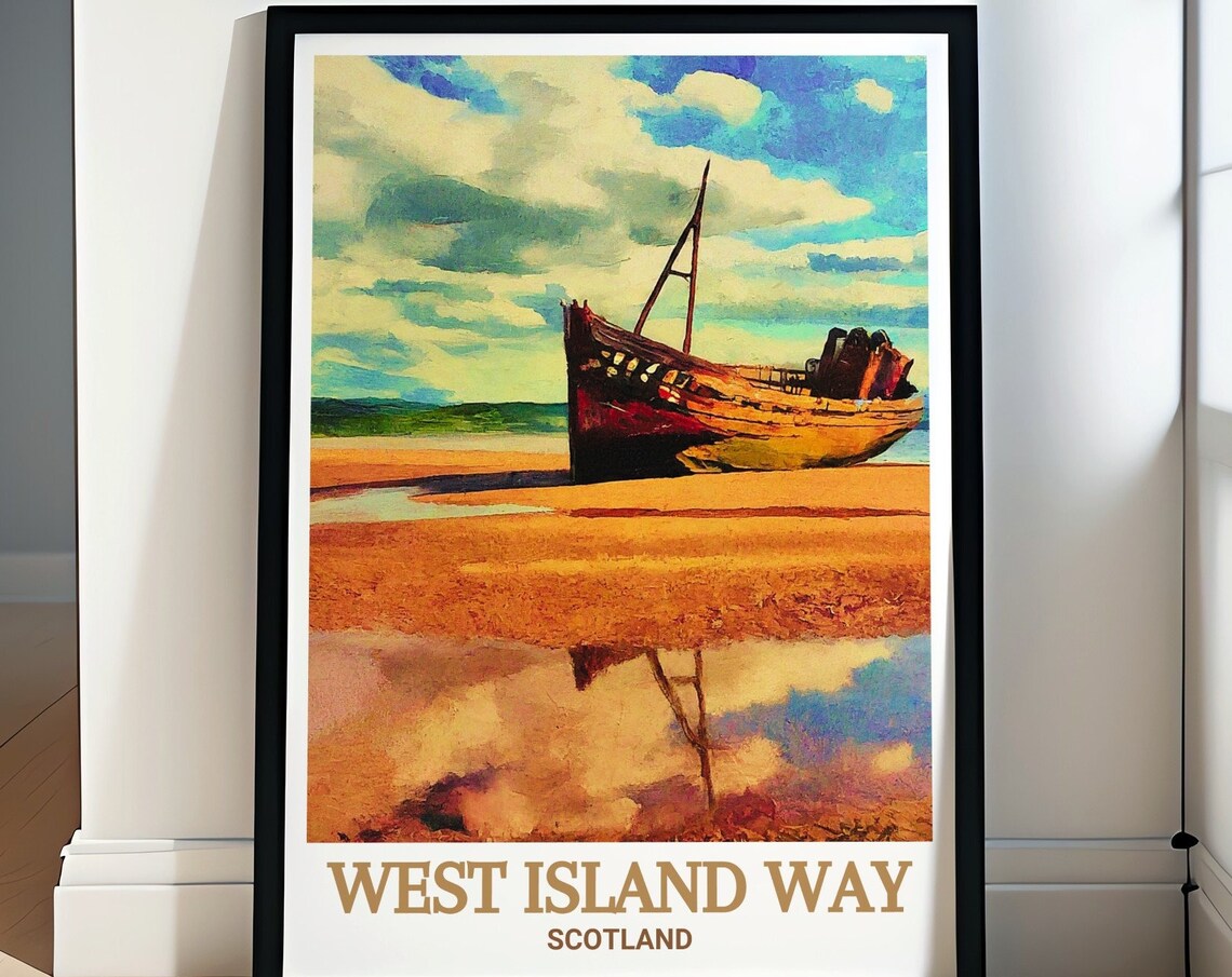 West Island Way Travel Poster Ettrick Bay Print West Island Way And Isle Of Bute Print West Island Way Decor Ettrick Bay Travel Poster