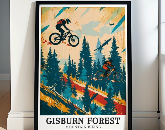 Gisburn Forest Mountain Biking Wall Art Red Route Hully Gully Cycling Wall Art Decor Gisburn Forest Mountain Biking Gift