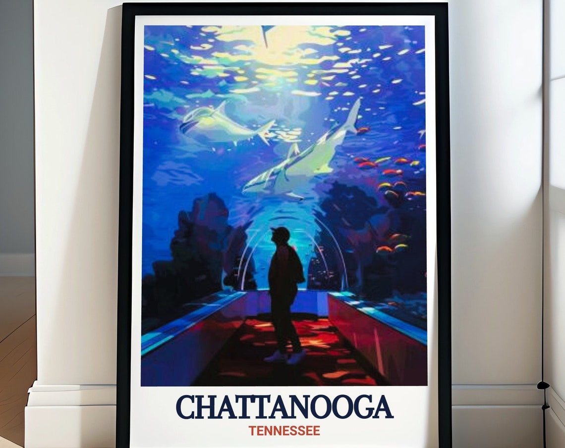 Chattanooga Travel Poster Tennessee Aquarium Art Print Chattanooga Poster Tennessee Aquarium Travel Poster Chattanooga Art Print