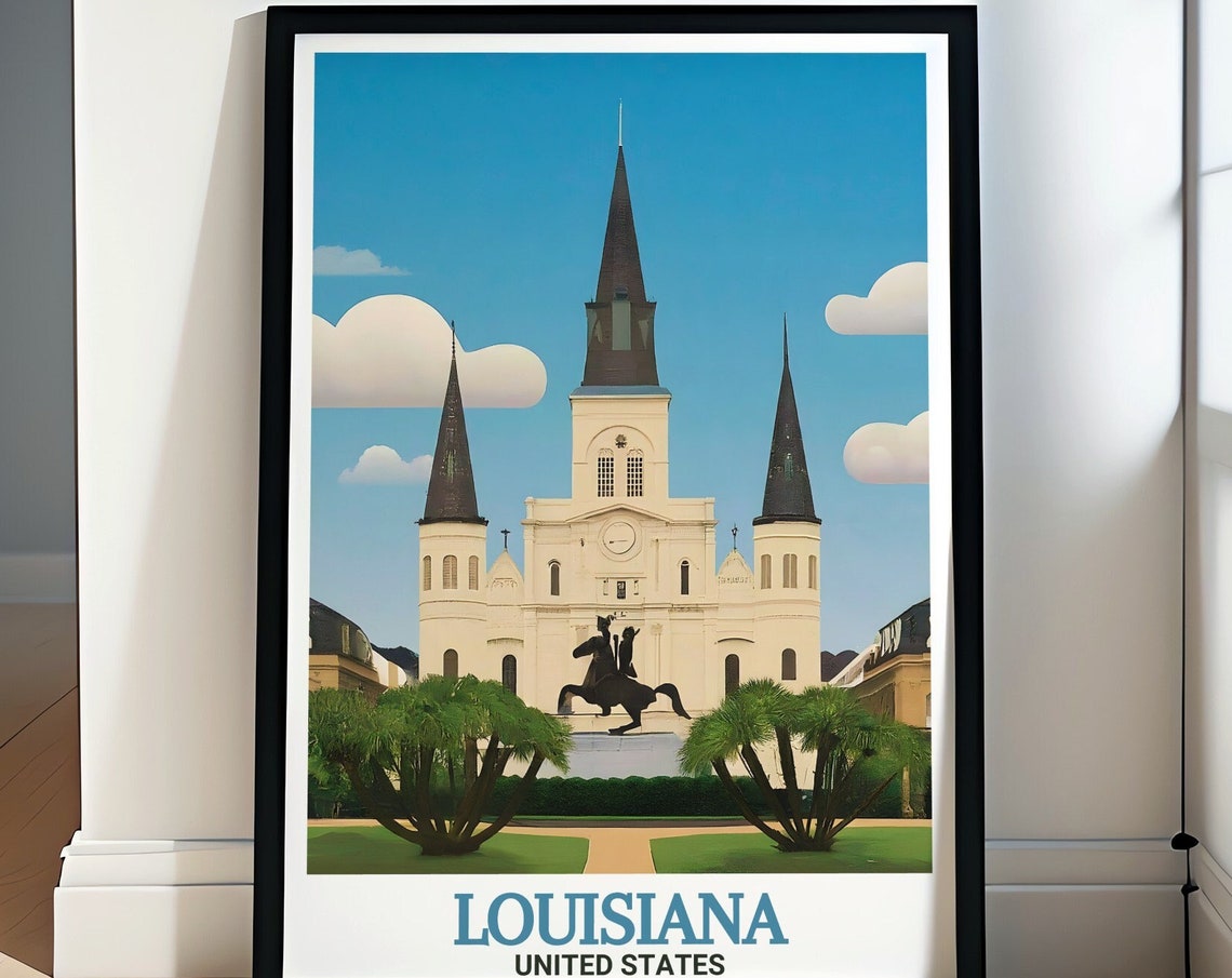 Louisiana Art Prints St Louis Cathedral Wall Art New Orleans French Quarter Travel Posters French Quarter Travel Posters