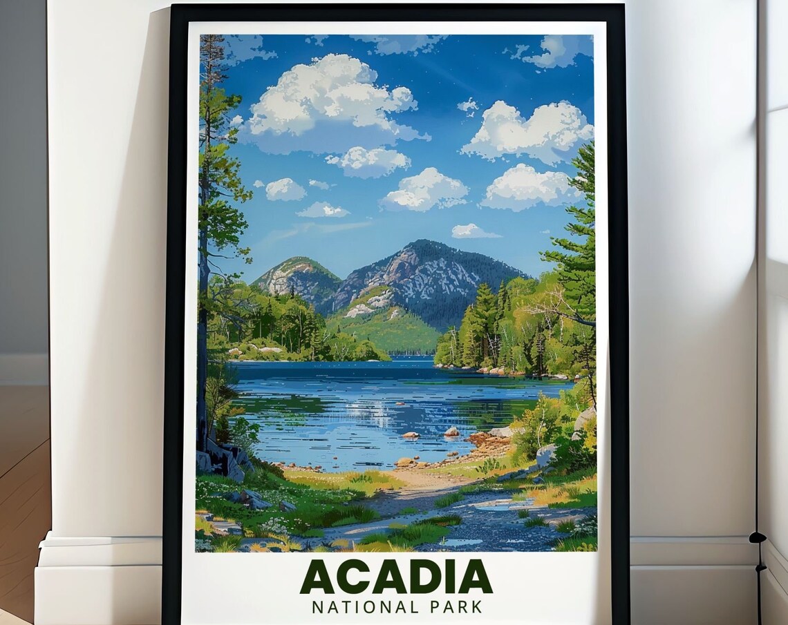Acadia National Park Jordan Pond Mountain Lake Maine Vista Poster