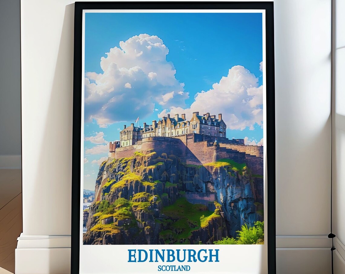 Edinburgh Castle on Castle Rock Historic Fortress Travel Poster