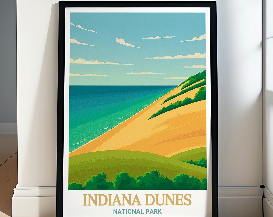 Indiana Dunes National Park Golden Sand Dunes Lake View Poster