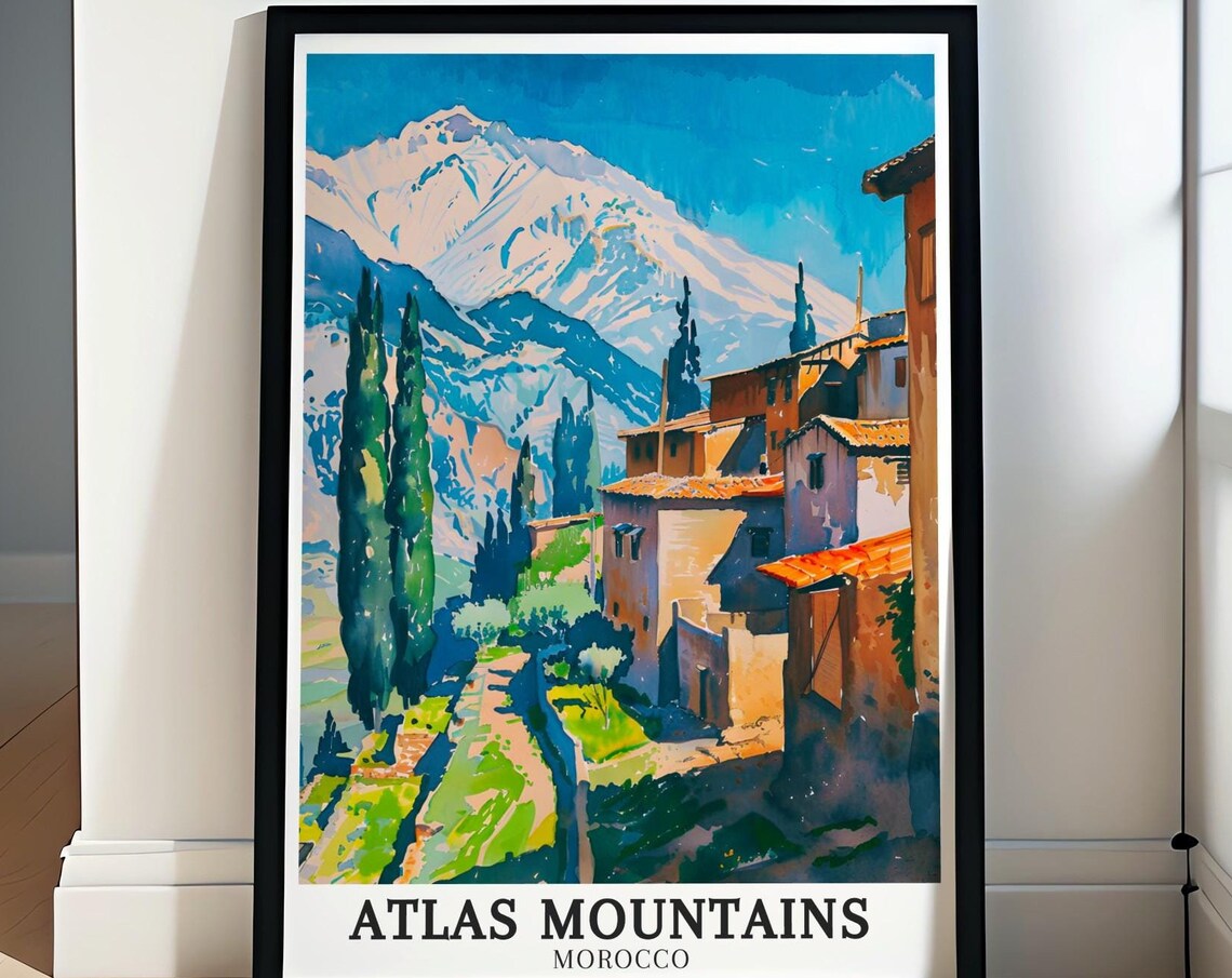 Atlas Mountains Travel Poster Berber Villages Berbers Art Morocco Wall Dcor