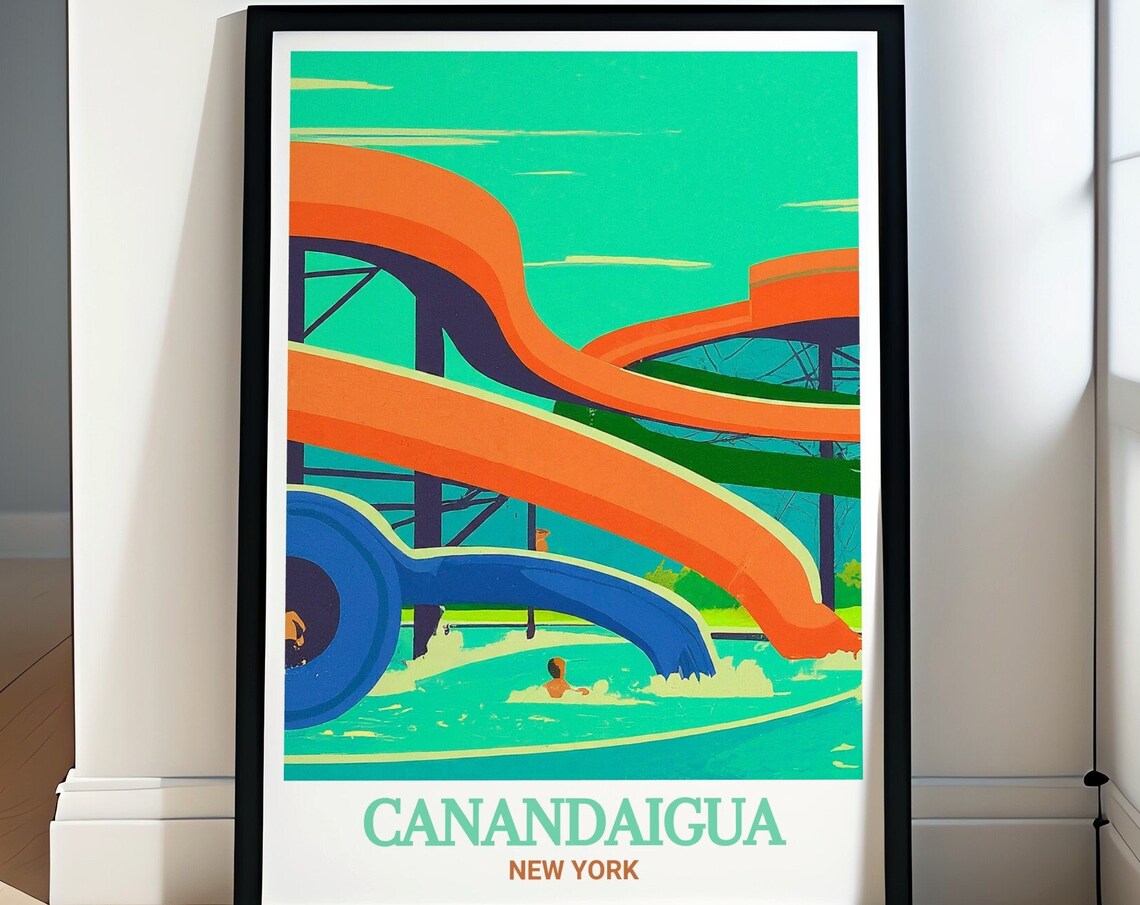 Canandaigua New York Roseland Waterpark Slides Summer Fun Poster