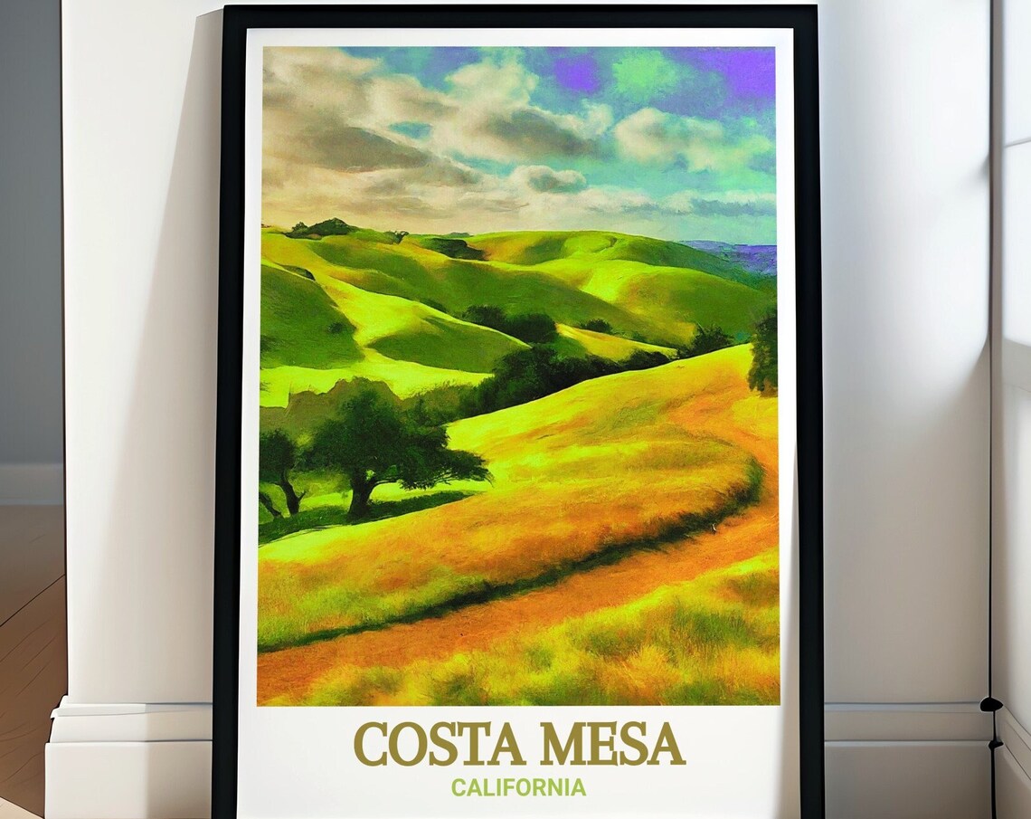 Costa Mesa California Fairview Park Rolling Golden Hills Travel Poster